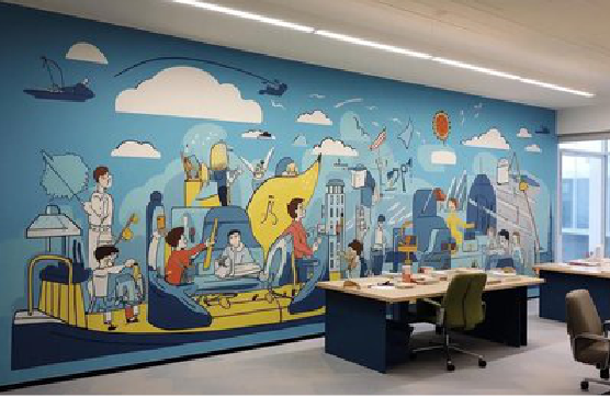 海安办公室墙绘的特点。